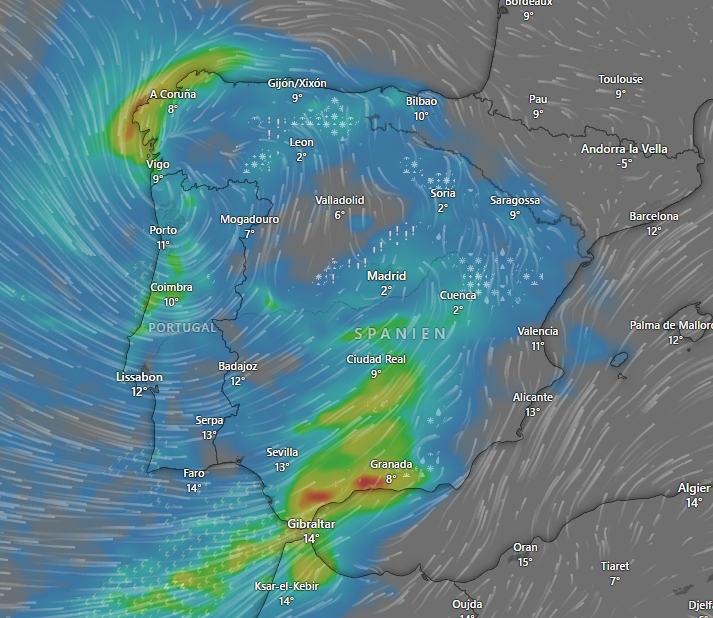 Unwetter in Portugal und&nbsp;Spanien